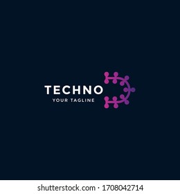 diseño de plantilla de logotipo de tecnología excepcional vectorial con icono de tecnología creativa