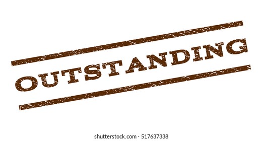 Outstanding watermark stamp. Text caption between parallel lines with grunge design style. Rubber seal stamp with unclean texture. Vector brown color ink imprint on a white background.