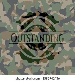 Outstanding written on a camo texture. Vector Illustration. Detailed.