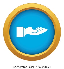 Outstretched hand gesture icon blue vector isolated on white background for any design