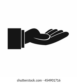Outstretched hand gesture icon in simple style isolated vector illustration