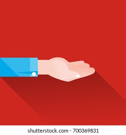 Outstretched hand, modern flat 2.0 style