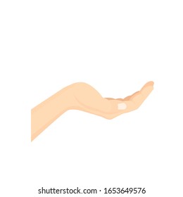 Outstretched hand palm vector illustration. Part of set.