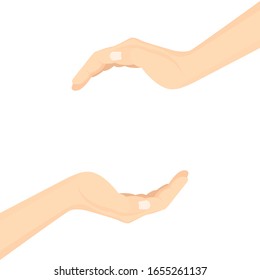Outstretched hand palms vector illustration. Part of set.