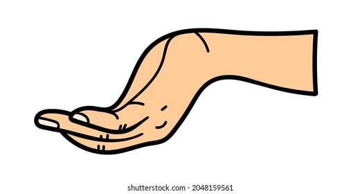 Outstretched hand. For use on textile. Vector illustration.