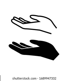 Outstretched hand vector illustration flat design isolated on white background gesture hands palms demonstrations eps 10
