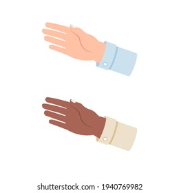 Outstretched hand vector illustration isolated on white background.