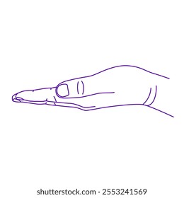 Palma abierta extendida. Sosteniendo algo en sus manos. Ilustración de boceto de gesto de Vector de contorno