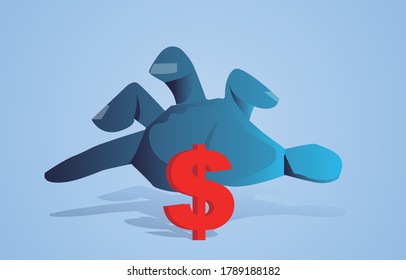 Outstretched palm to grab red dollar sign, business concept illustration