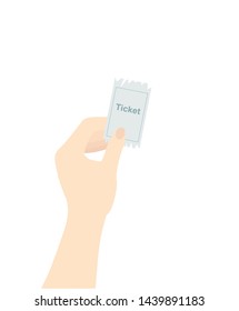 outstretched ticket, flat vector illustration