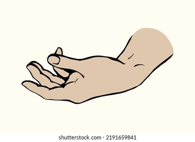 Mano. Señal de icono de dibujo del vector