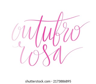 Outubro Rosa - Rosa Oktober in brasilianischer Sprache. Webbanner zur Brustkrebsaufklärung. Handgeschriebene Schrift.