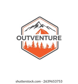 Outventure logo featuring dynamic mountain peaks and outdoor elements, designed for adventure, travel, and exploration brands. Bold, modern, and inspiring a spirit of discovery.
