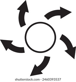 Nach außen drehender schwarzer Pfeilsymbol-Rahmen