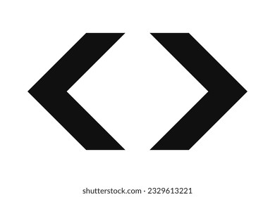 Outward-pointing chevron stripe arrows icon. A black, double v-shape symbol. Isolated on a white background.