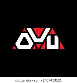OUU triangle letter logo design with triangle shape. OUU triangle logo design monogram. OUU triangle vector logo template with red color. OUU triangular logo Simple, Elegant, and Luxurious design.