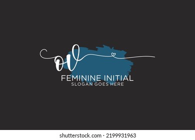 Monograma de belleza OV y elegante logo de diseño de logo para escritura a mano de firma inicial, boda, moda, floral y botánica con plantilla creativa.