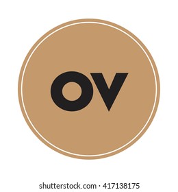ov brown letters ,abstract background logo, design identity in circle, alphabet letter