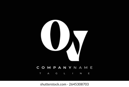 OV Creative Abstract Typography Logo Design. Elegant logo combining bold typography and creative shapes, ideal for branding and identity solutions.