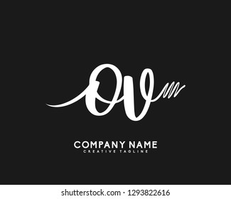 OV Initial Handwriting Logo Template Vector