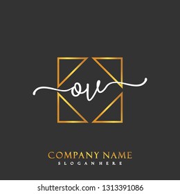 OV Initial Handwriting logo template vector