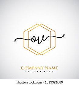 OV Initial Handwriting logo template vector