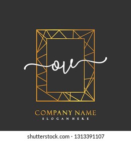 OV Initial Handwriting logo template vector