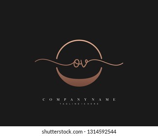 OV initial handwriting logo template vector