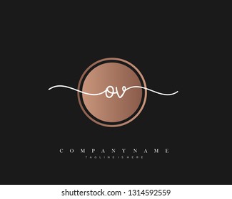 OV initial handwriting logo template vector