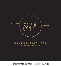 OV Modelo de logotipo de escritura manual inicial vectorial