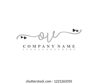 OV Initial handwriting logo vector