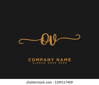 OV Initial Handwriting Logo Vector