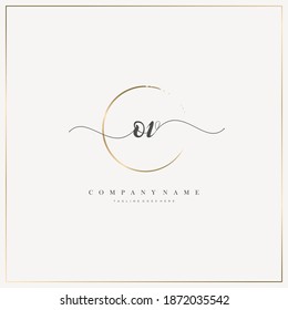 OV Letra inicial logotipo de escritura a mano modelo vector, logotipo para belleza, cosméticos, boda, moda y negocios