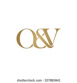 O&V Initial logo. Ampersand monogram golden logo