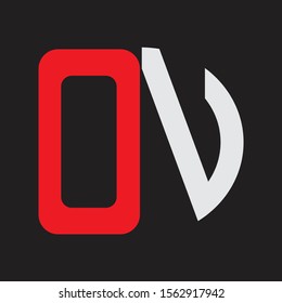 OV Initial Logo design Monogram Isolated on black background