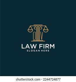 OV initial monogram logo for lawfirm with scale vector design