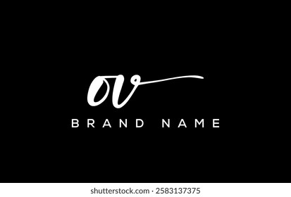 OV letter beauty handwriting vector logo. 