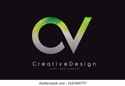 Diseño del logotipo de la carta OV en colores de textura verde. Ilustración del logotipo del icono del vector de letras modernas creativas.