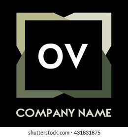 OV letters business logo creative  icon design template elements in abstract background logo, design identity in square with four colors, modern alphabet letters