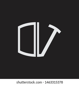 OV Logo letter oval monogram design template with black and white colors