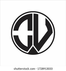 OV Logo monogram circle with piece ribbon style on white background