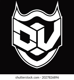 OV Logo monogram design isolated with shield shape design