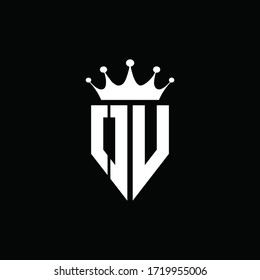 OV logo monogram emblem style with crown shape design template