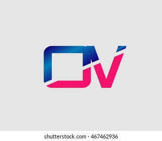 OV Logo. Vector Graphic Branding Letter Element
