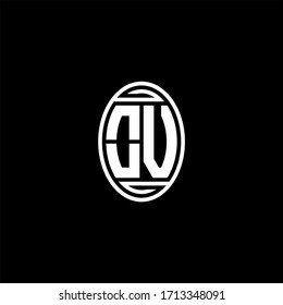Logotipo monograma OV aislado en una plantilla de diseño de forma rotada ovalada