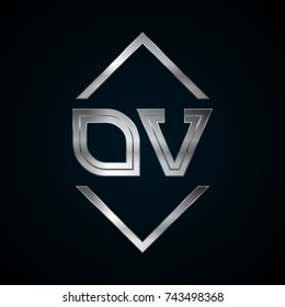 OV Monogram, Metal Logo, Silver Logo
