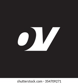 OV negative space letter logo black background