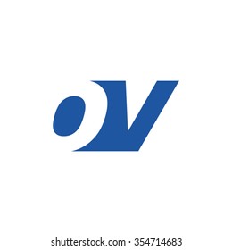 OV negative space letter logo blue