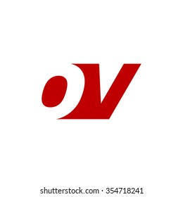 OV negative space letter logo red