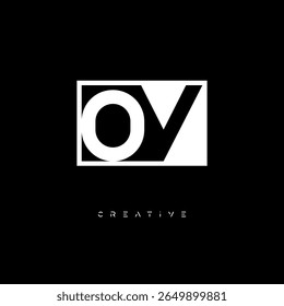 OV Negative Space Monogram – Minimalist Black and White Letter mark Logo for Creative Branding, Fashion Identity and Modern Design Concepts
